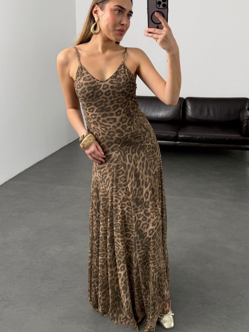 Sienna Leopard Print Strap Maxi Dress