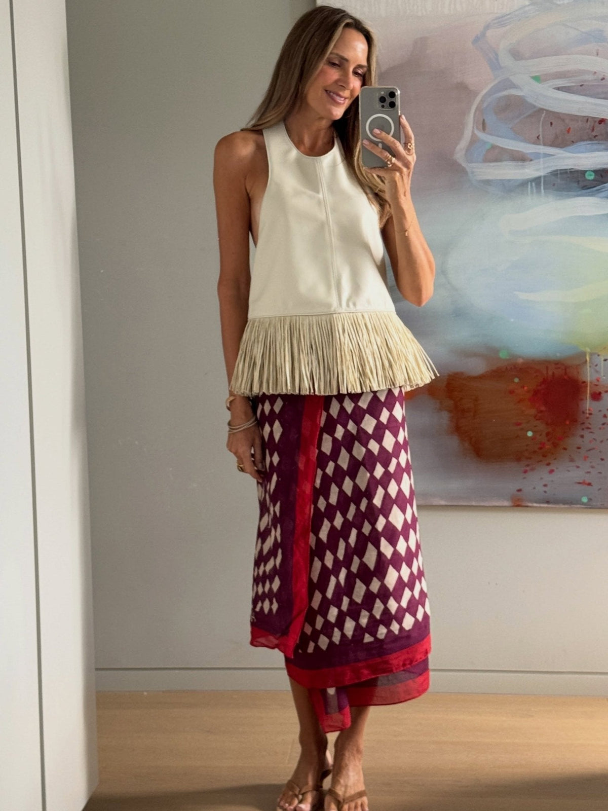 Sierra Faux Leather Fringe Halter Top