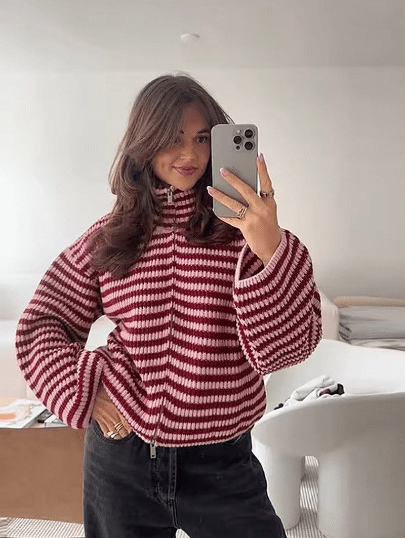 Simona Strickpullover mit Reißverschluss