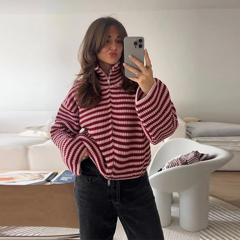 Simona Strickpullover mit Reißverschluss