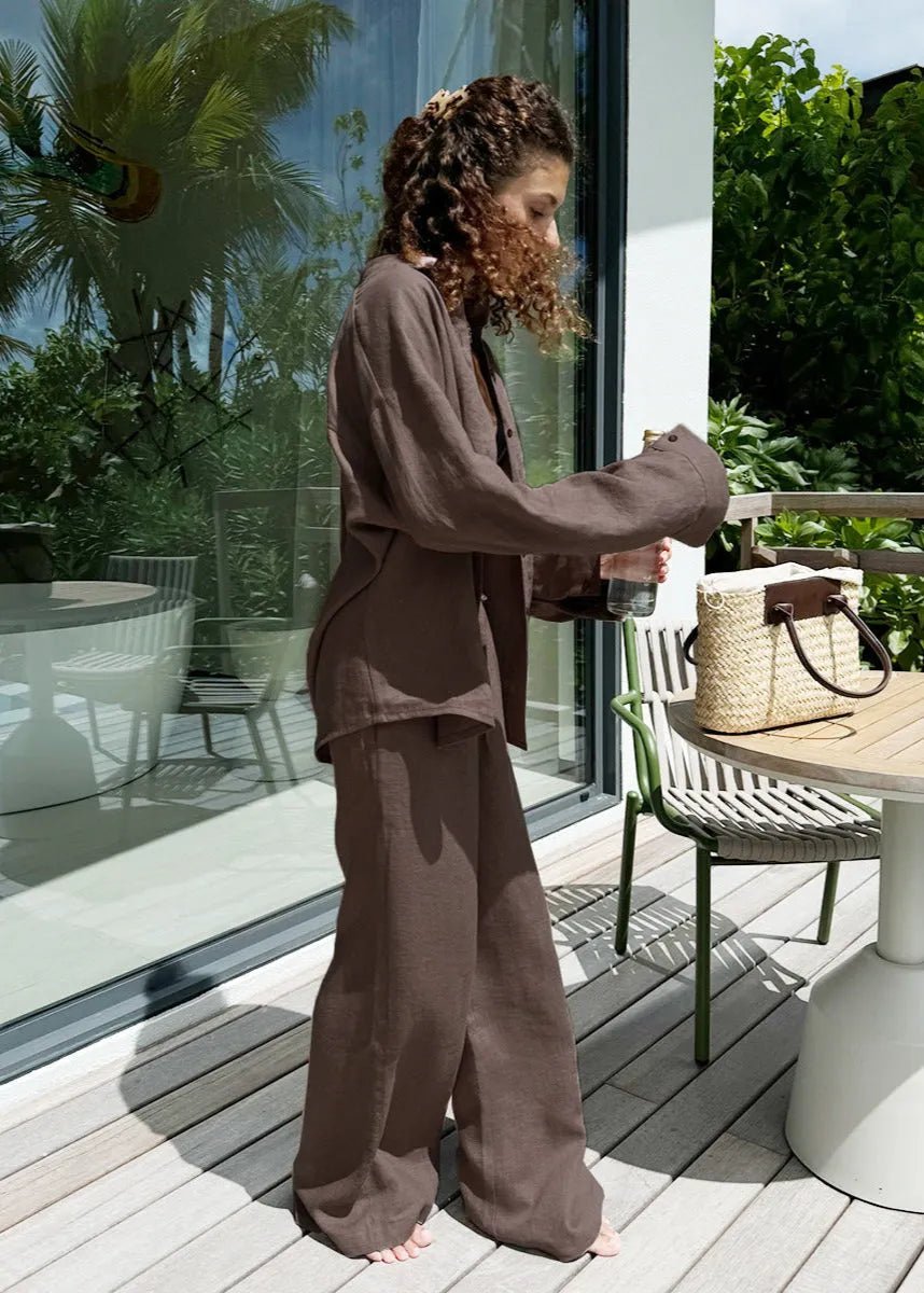 Sophia Baumwollset aus Hemd und Loungewear-Hose