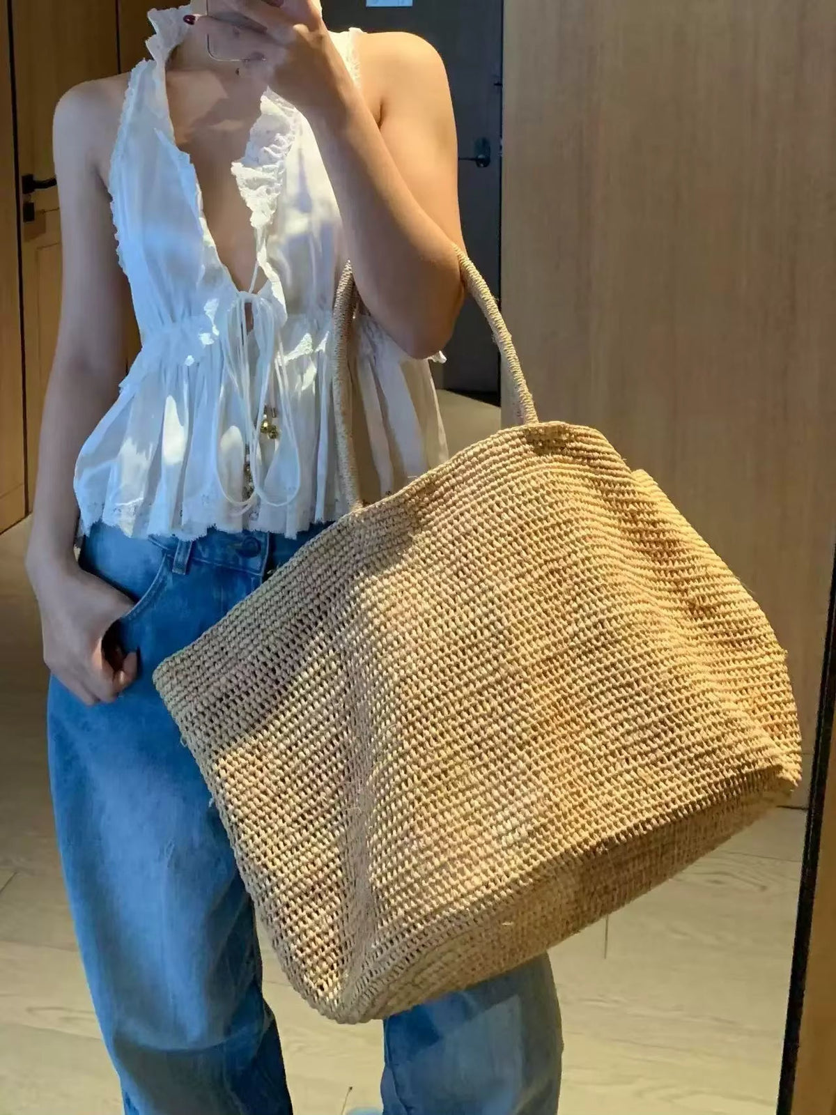 Sophia handgeflochtene Rattan-Tote