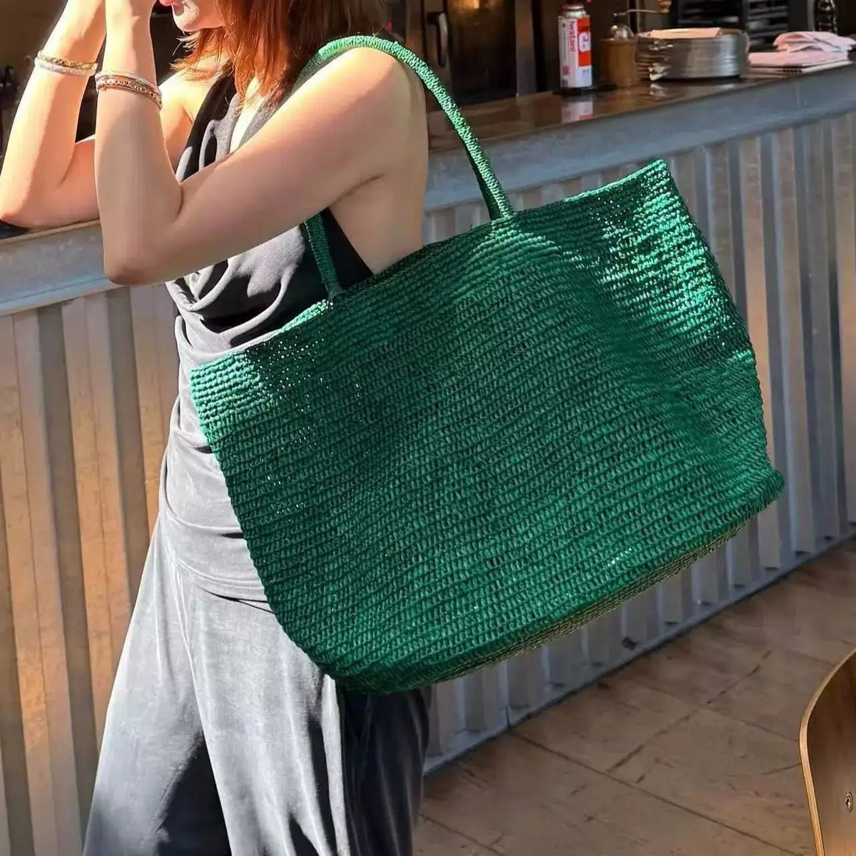 Sophia handgeflochtene Rattan-Tote