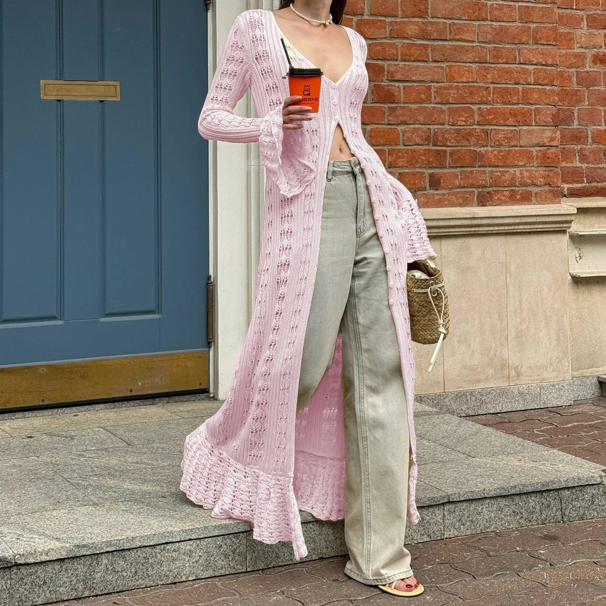 Strick-Cardigan-Kleid Sophia mit Lochmuster