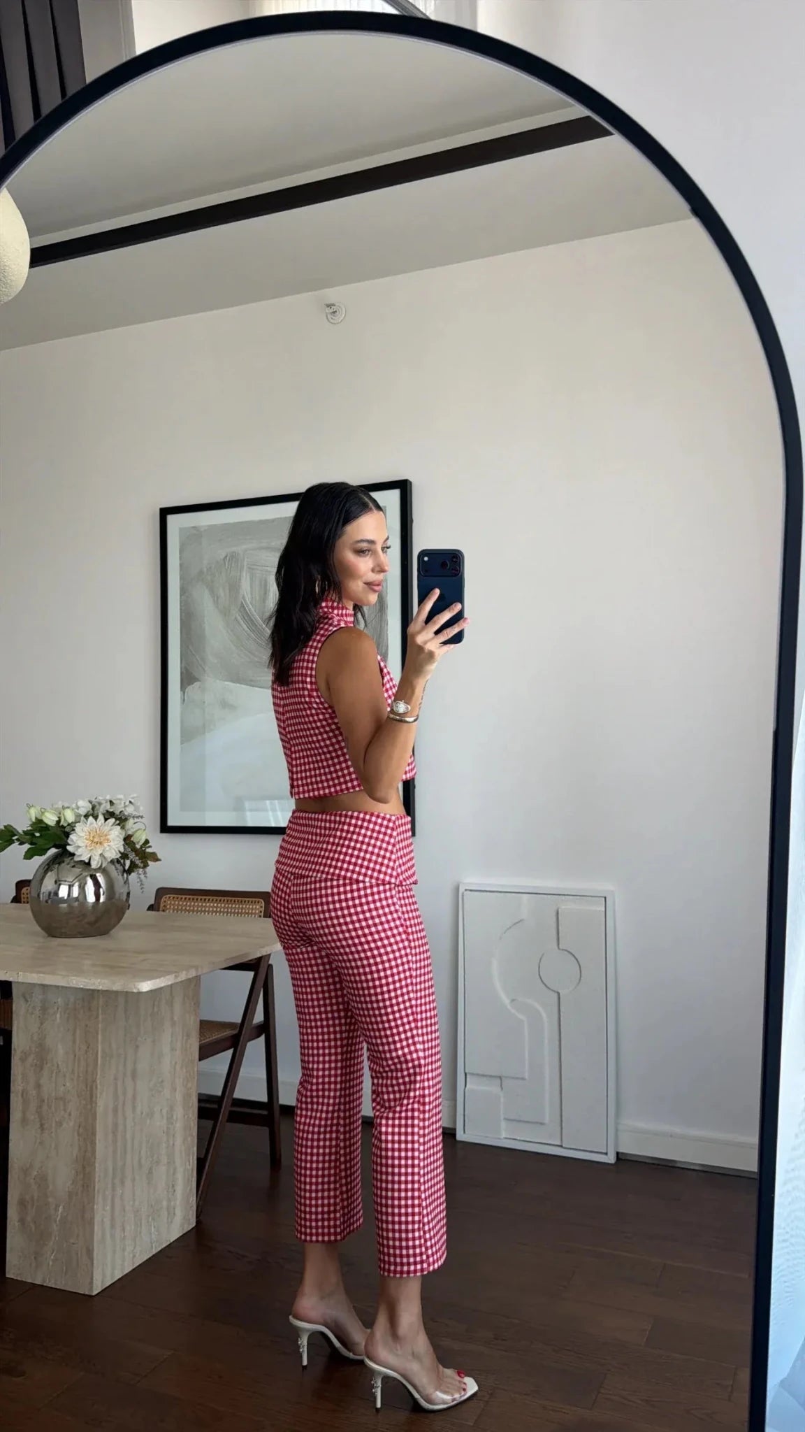 Sophias kariertes Crop-Top-Kombi-Set