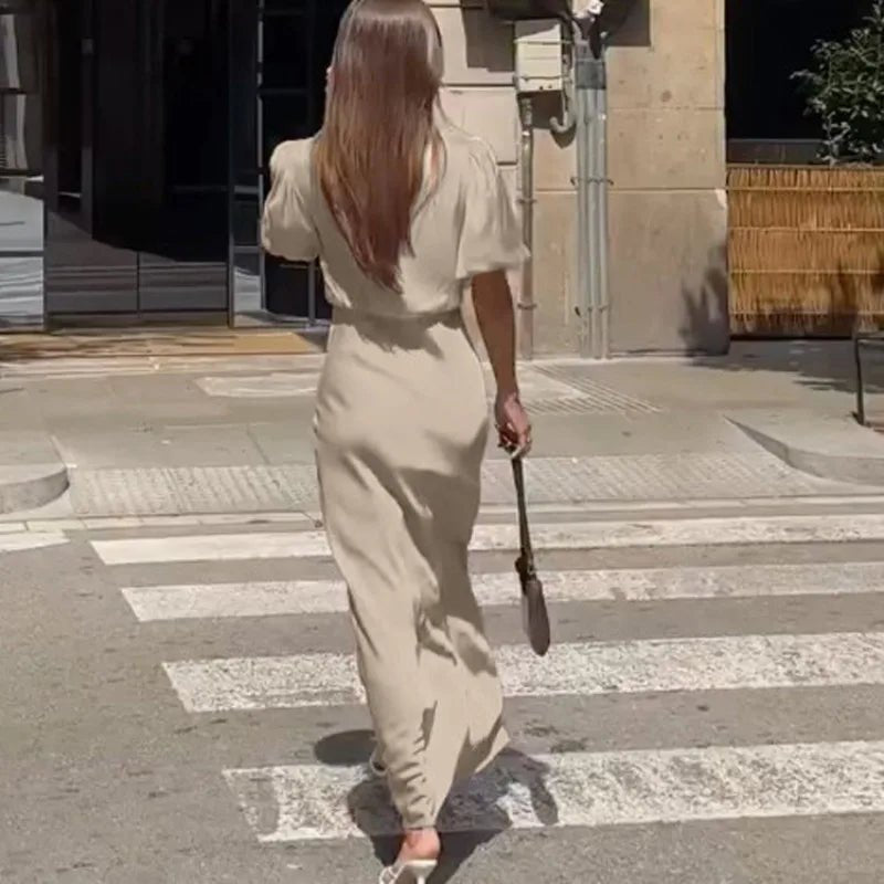 Sophia Maxikleid mit Puffärmeln und Schnürung
