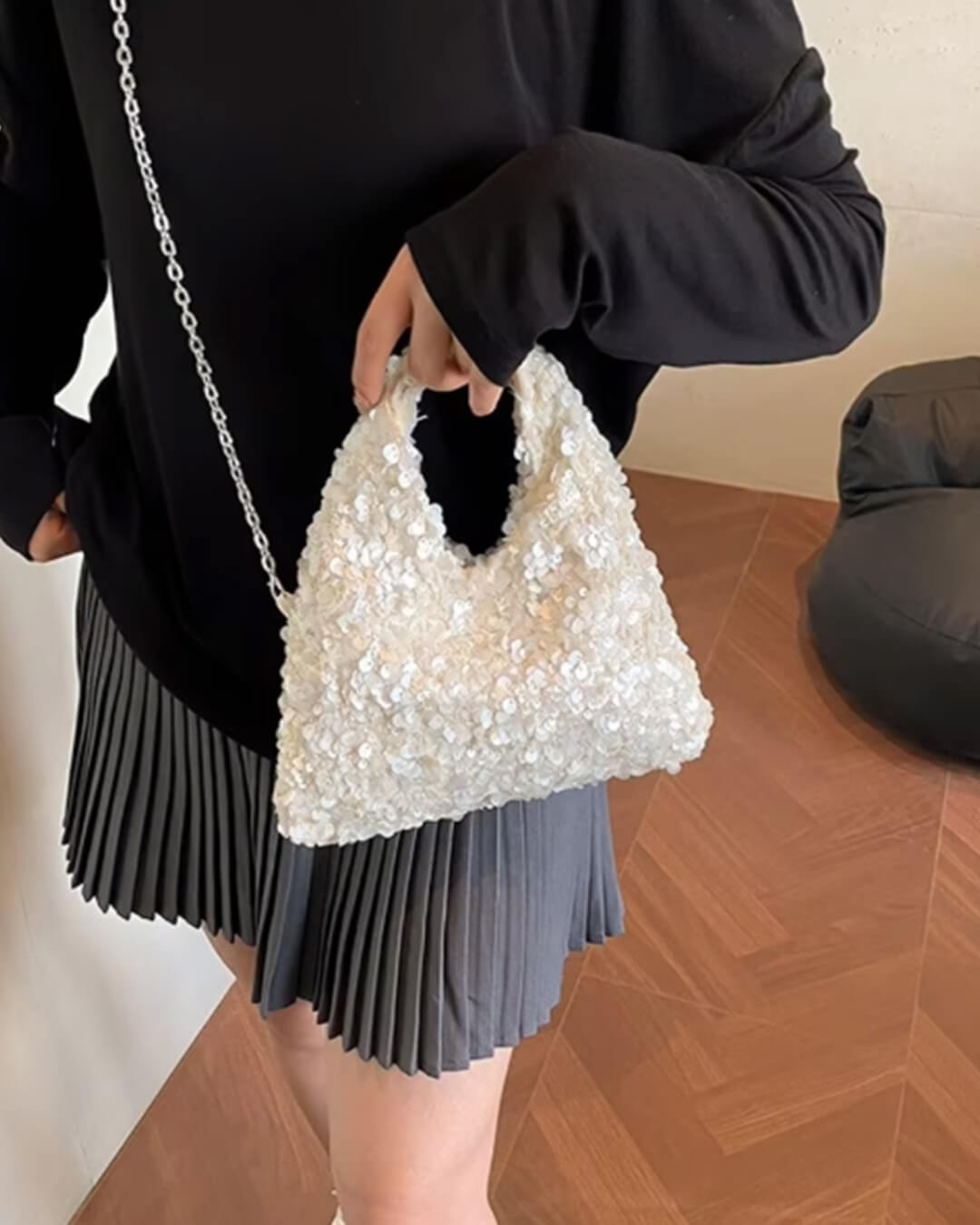 Sophia Sequin Evening Shoulder Bag