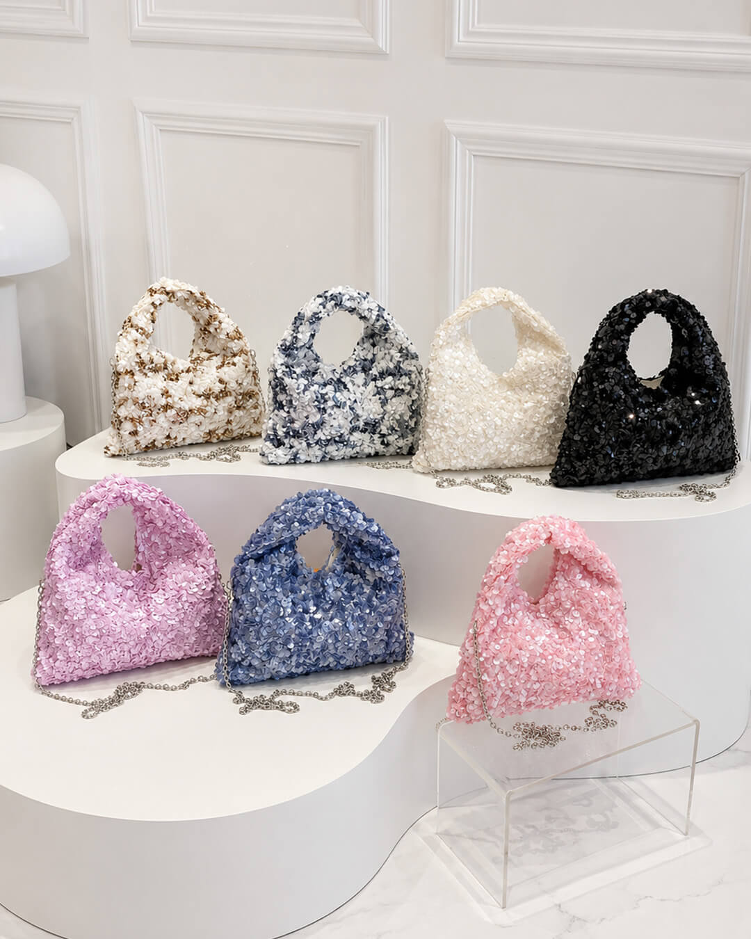 Sophia Sequin Evening Shoulder Bag