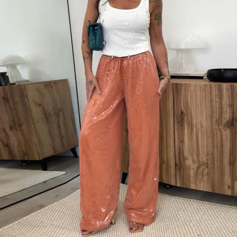 Sophia Sequin Wide-Leg Trousers