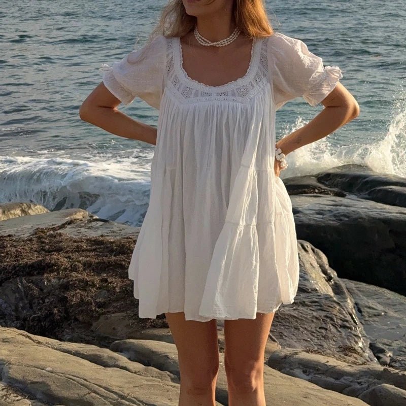 Sophia Vintage Puff Sleeve Babydoll Dress