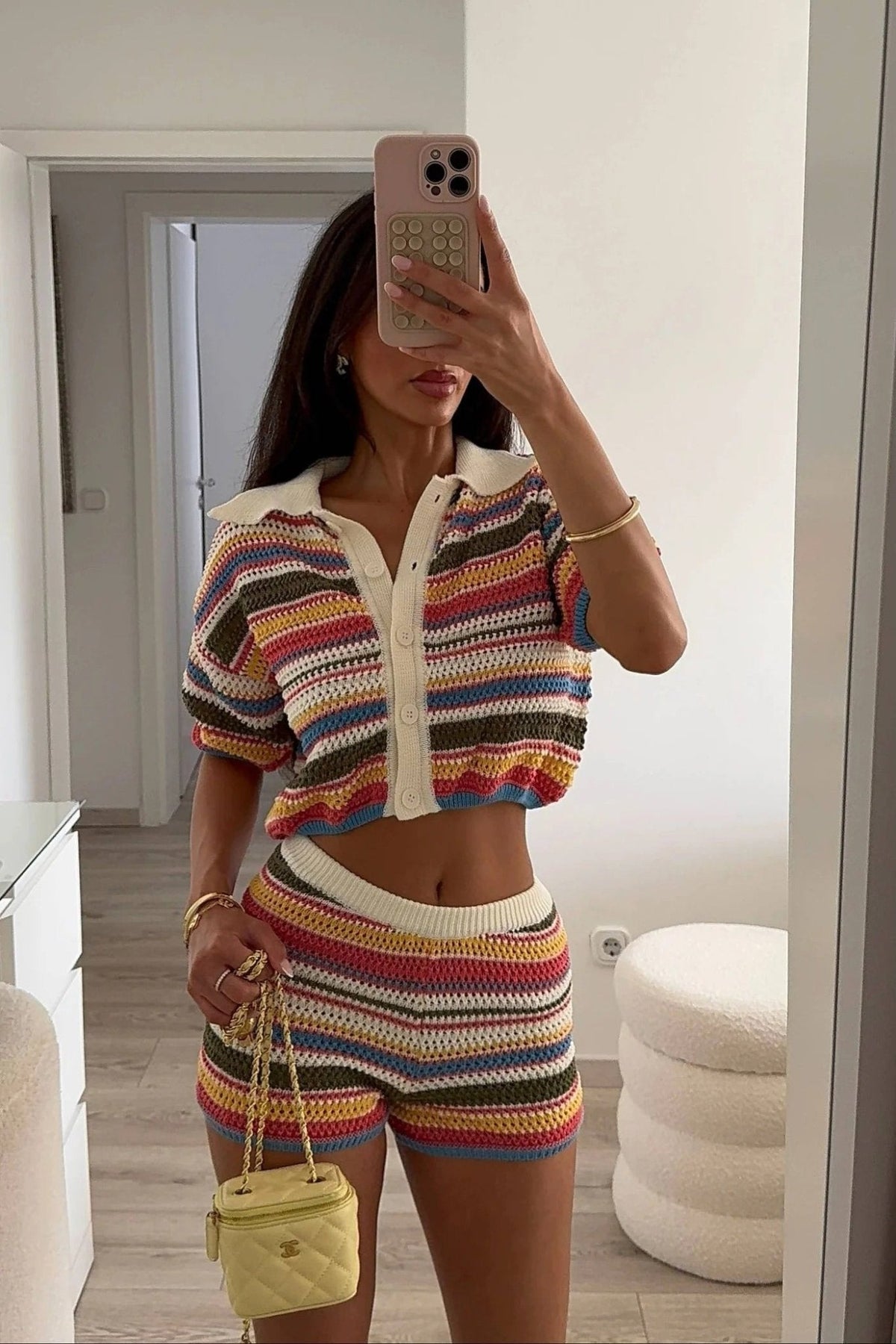 Gestreiftes gehäkeltes Co-Ord-Set „Sophie“