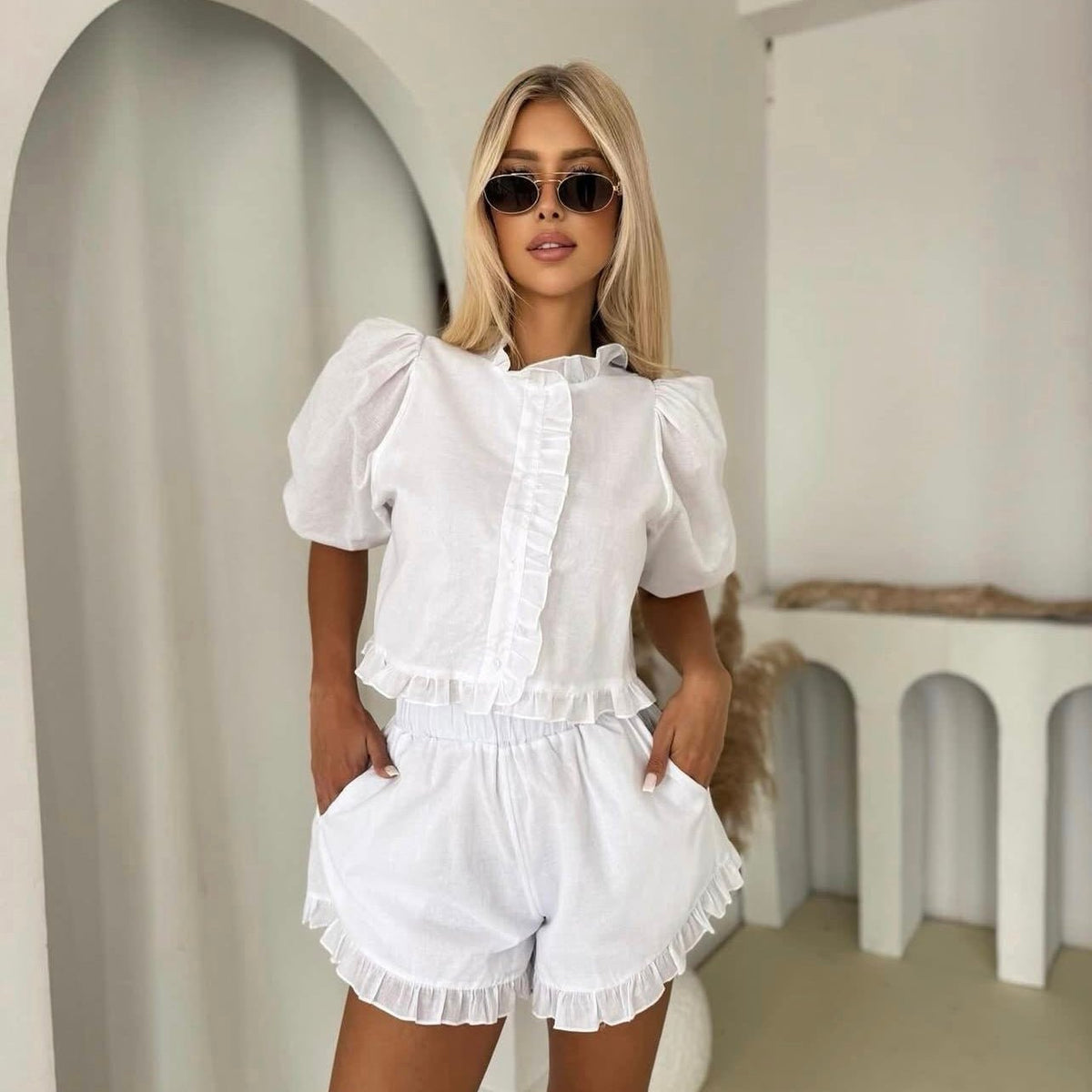 Stacey Co-Ord-Set mit Volantabschluss