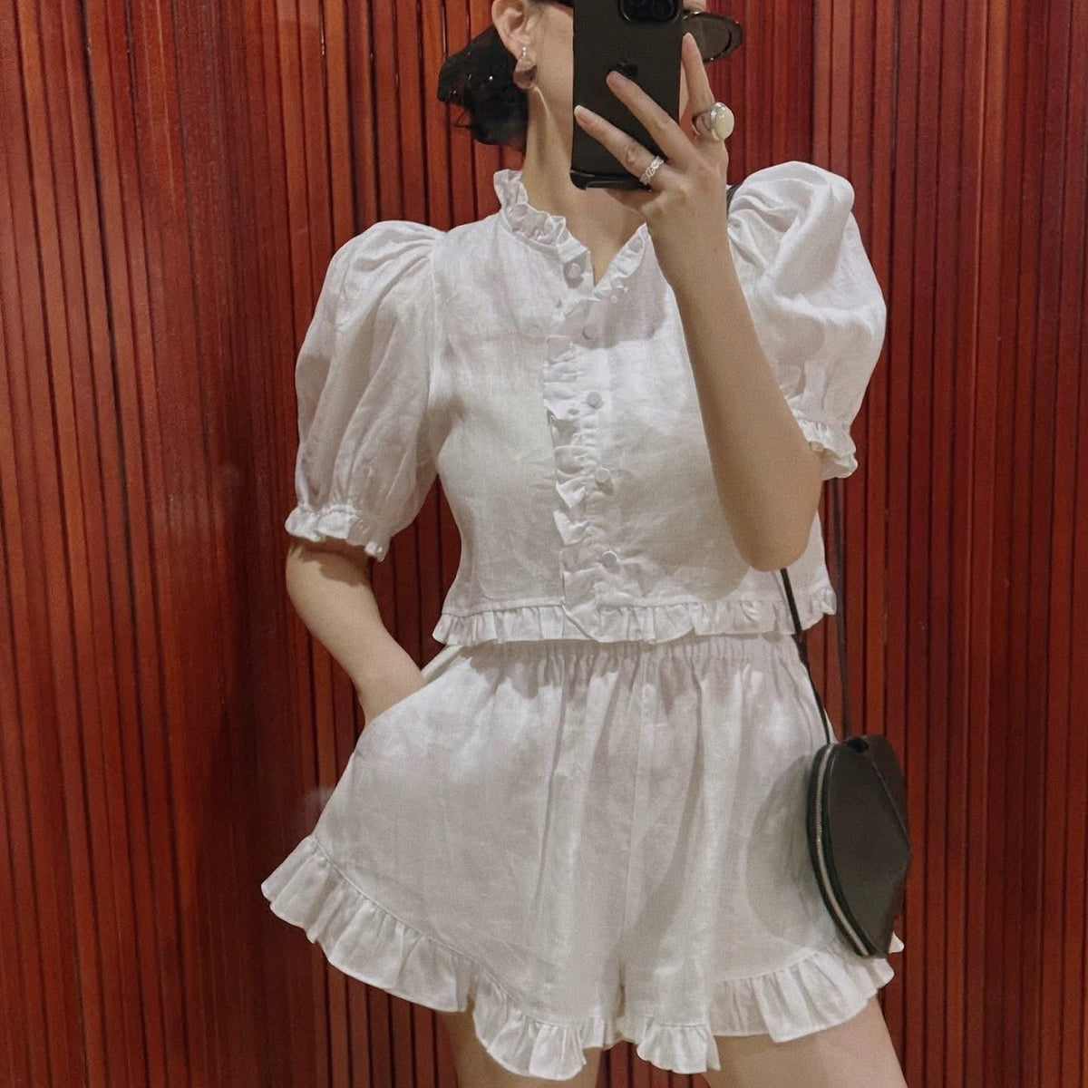 Stacey Co-Ord-Set mit Volantabschluss