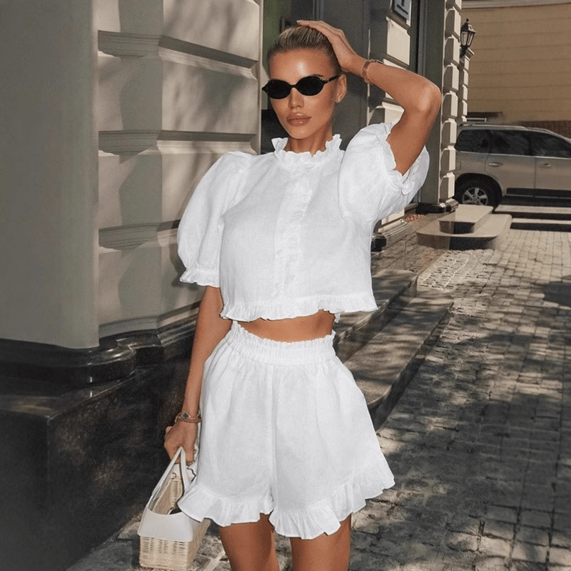 Stacey Co-Ord-Set mit Volantabschluss