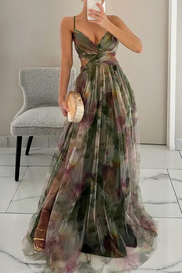 Stella Geblümtes Maxikleid mit V-Ausschnitt