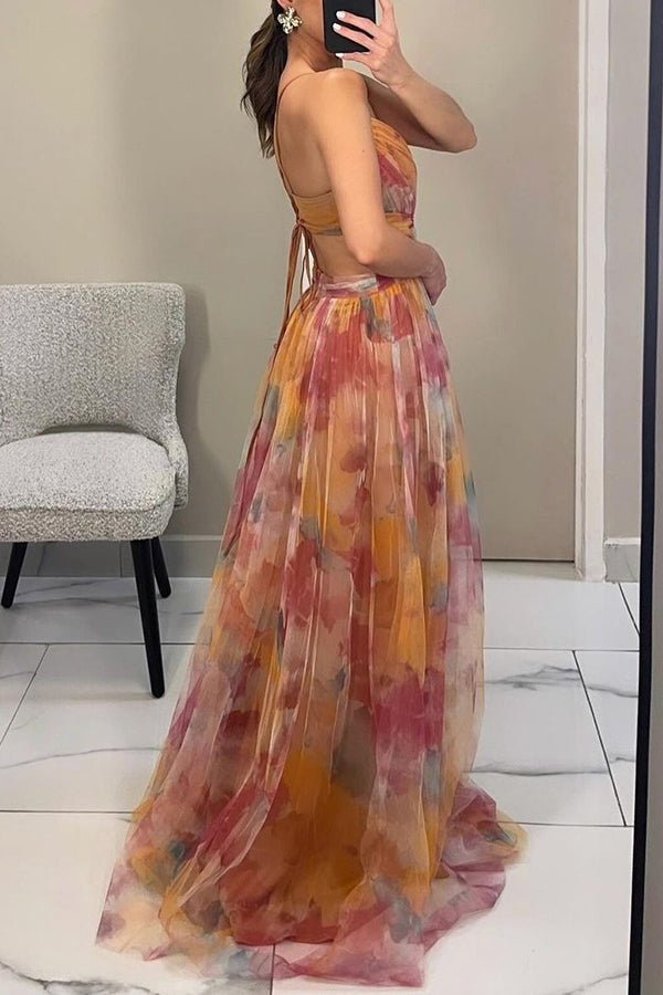 Stella Geblümtes Maxikleid mit V-Ausschnitt