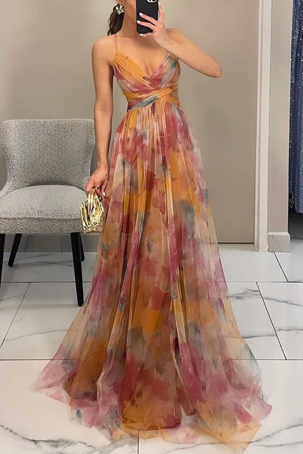 Stella Geblümtes Maxikleid mit V-Ausschnitt