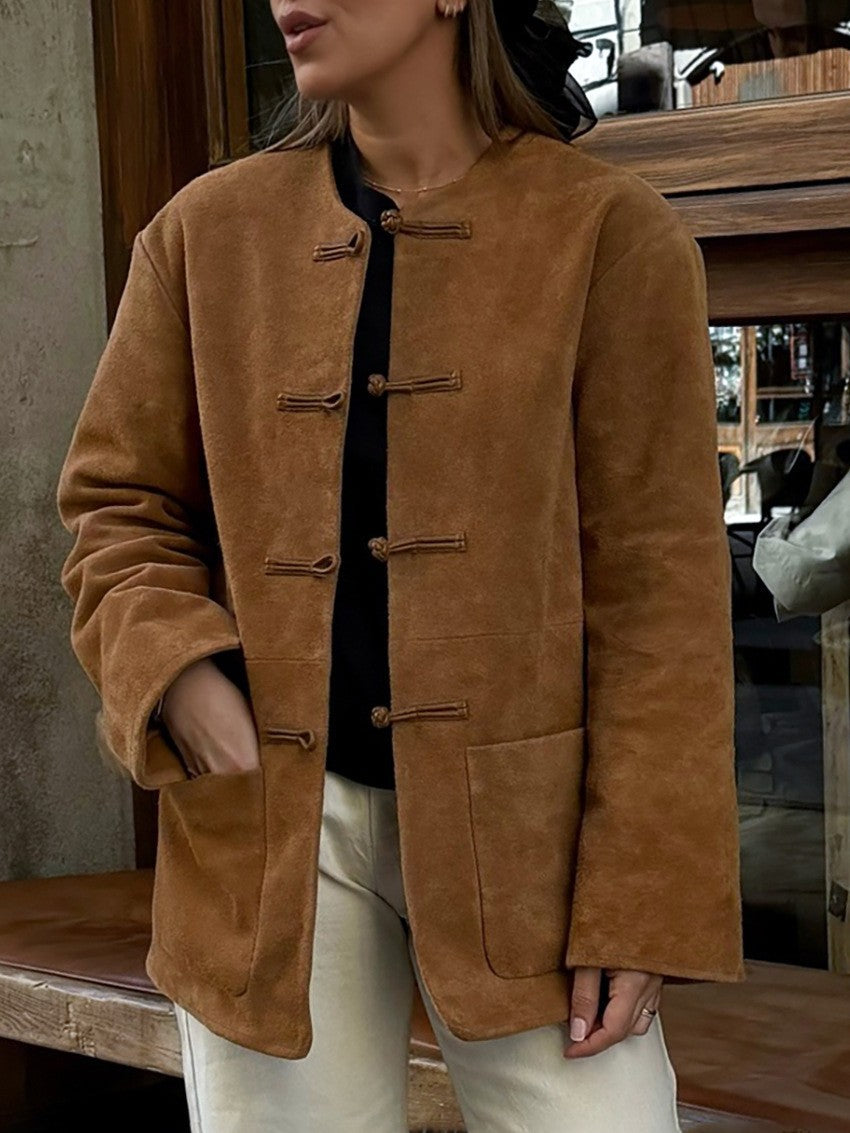 Aya Kragenlose Jacke in Wildlederoptik