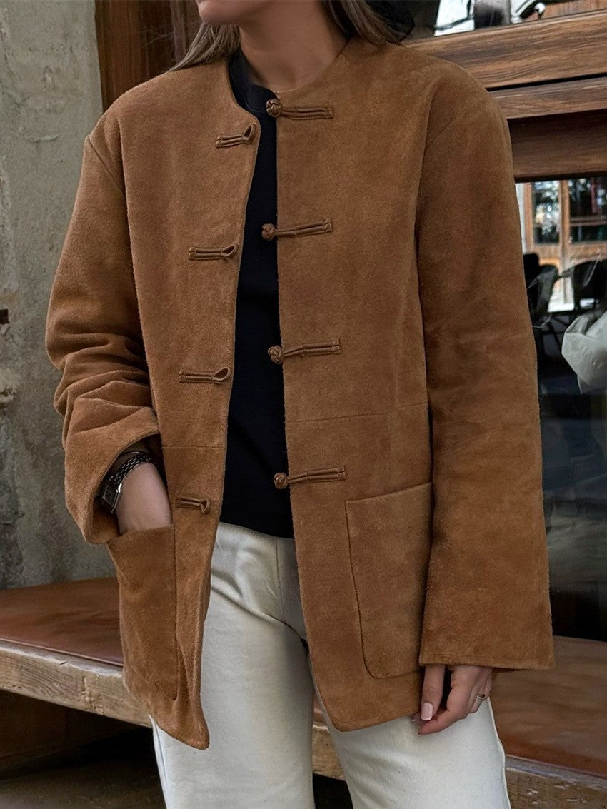 Aya Kragenlose Jacke in Wildlederoptik