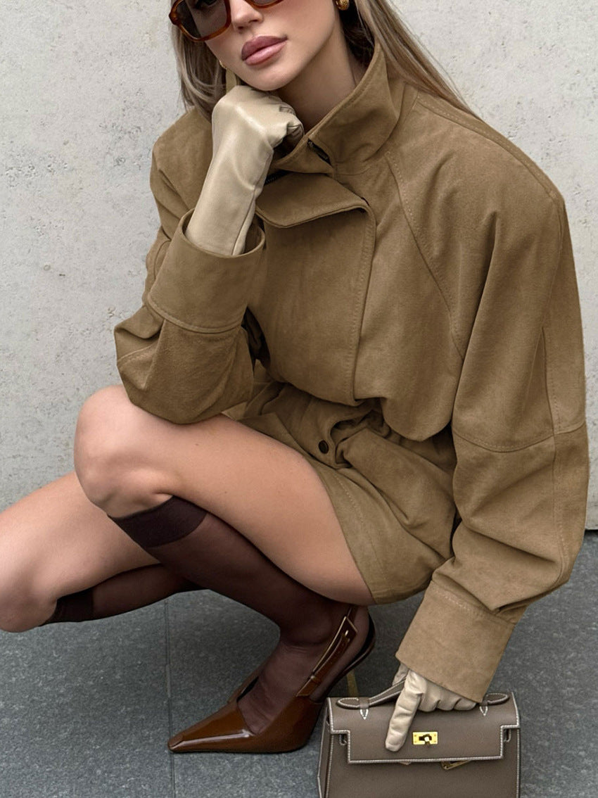 Jora Jacke in Wildlederoptik mit Tunnelzug