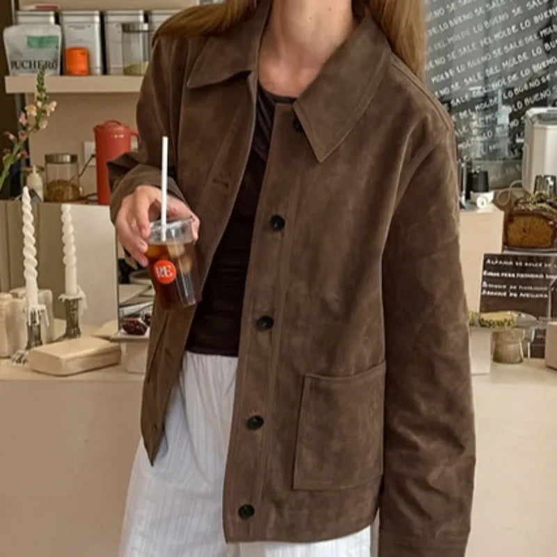 Oversize-Jacke aus Veloursleder