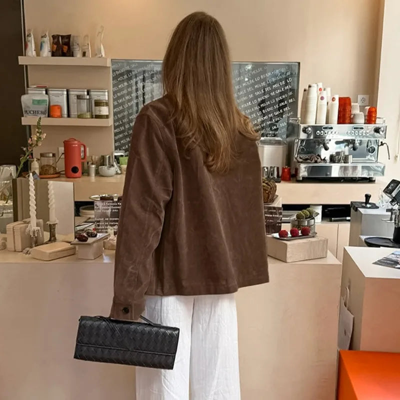 Oversize-Jacke aus Veloursleder