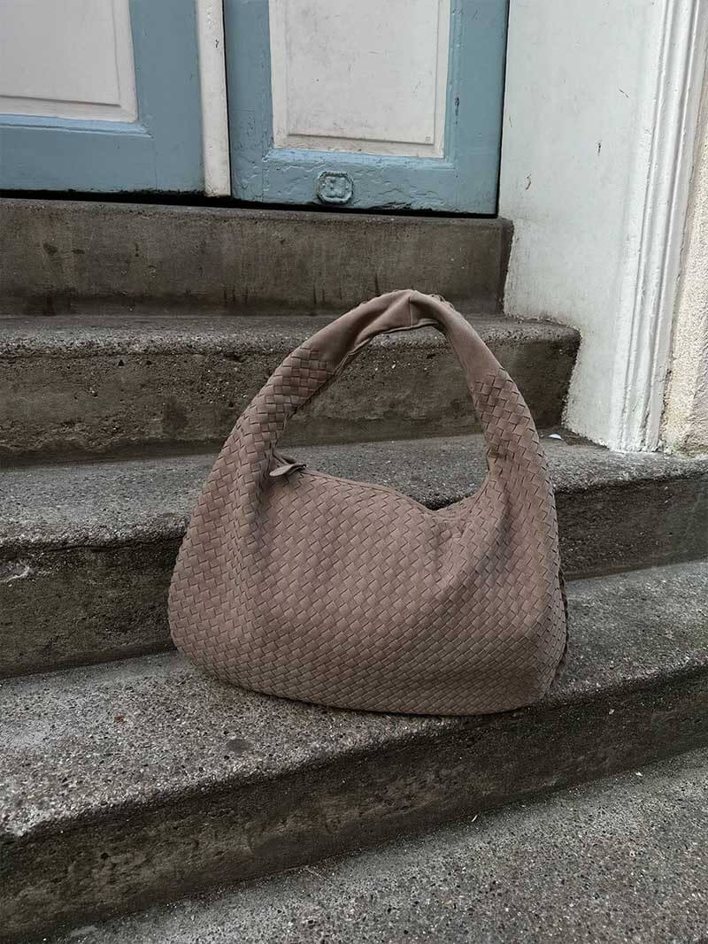 Geflochtene Wildledertasche XL