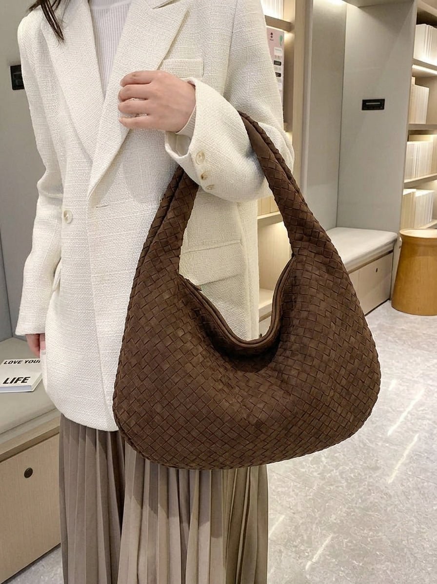 Geflochtene Wildledertasche XL