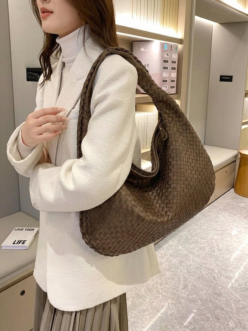 Geflochtene Wildledertasche XL