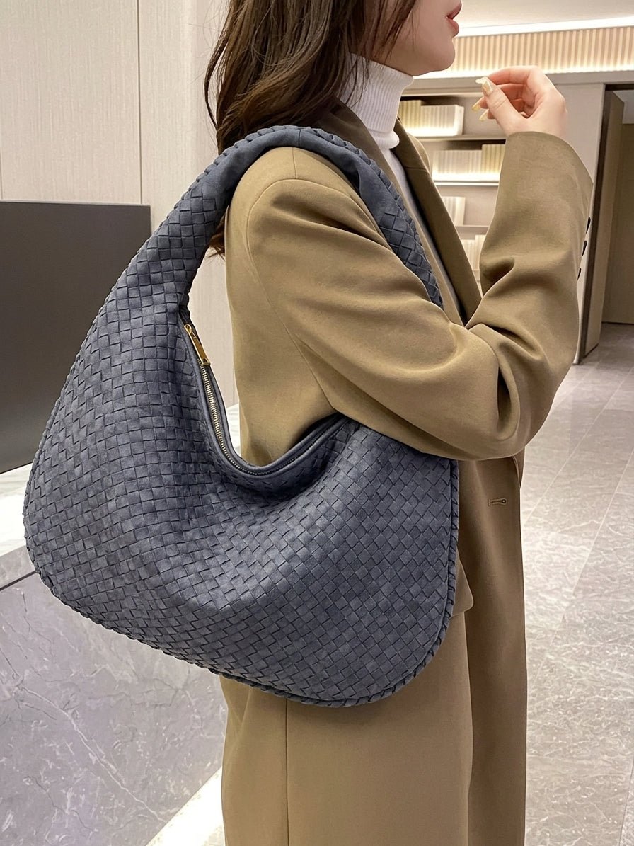 Geflochtene Wildledertasche XL