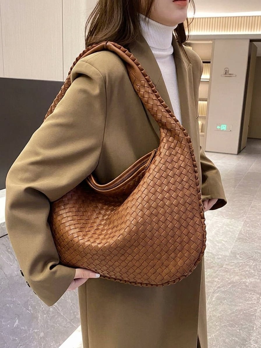 Geflochtene Wildledertasche XL
