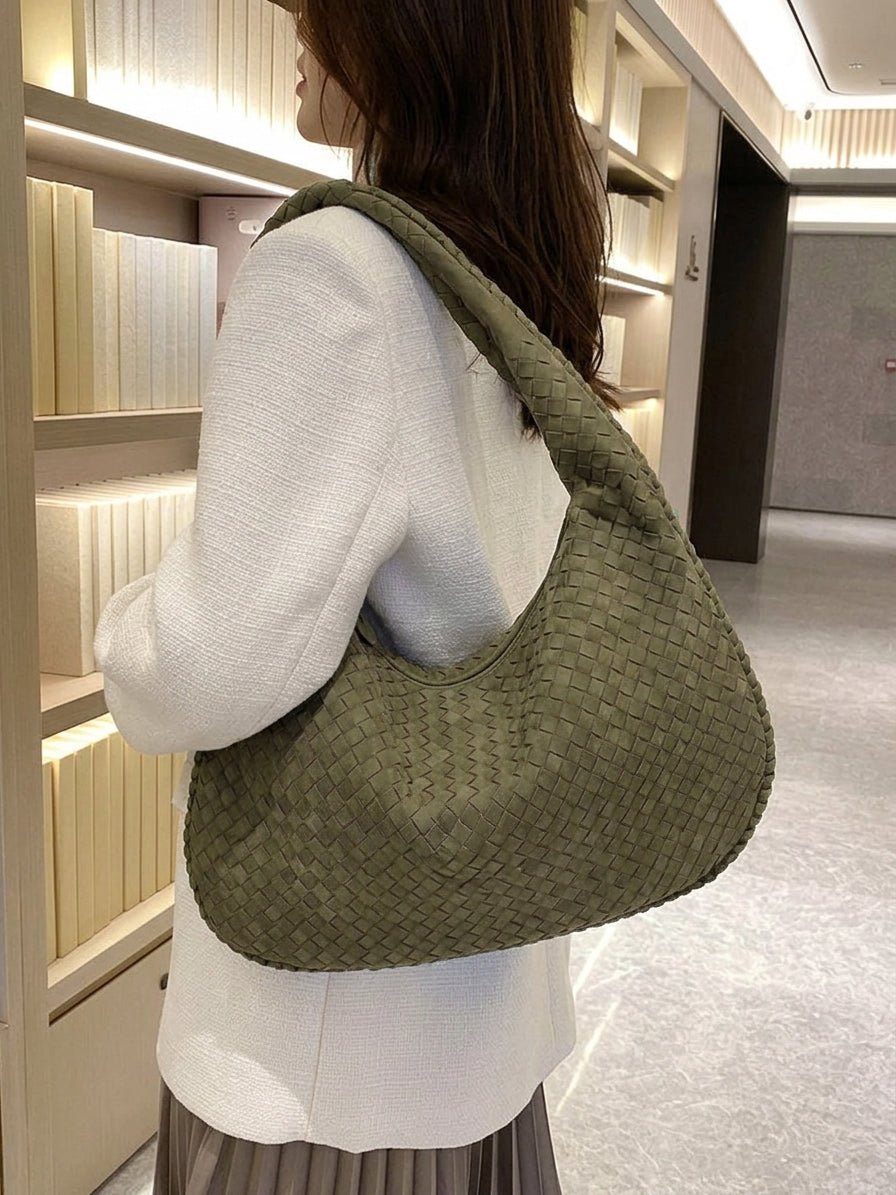 Geflochtene Wildledertasche XL