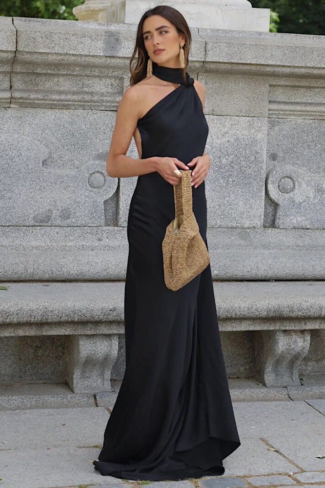 Suri Satin-Cape-Kleid mit Neckholder
