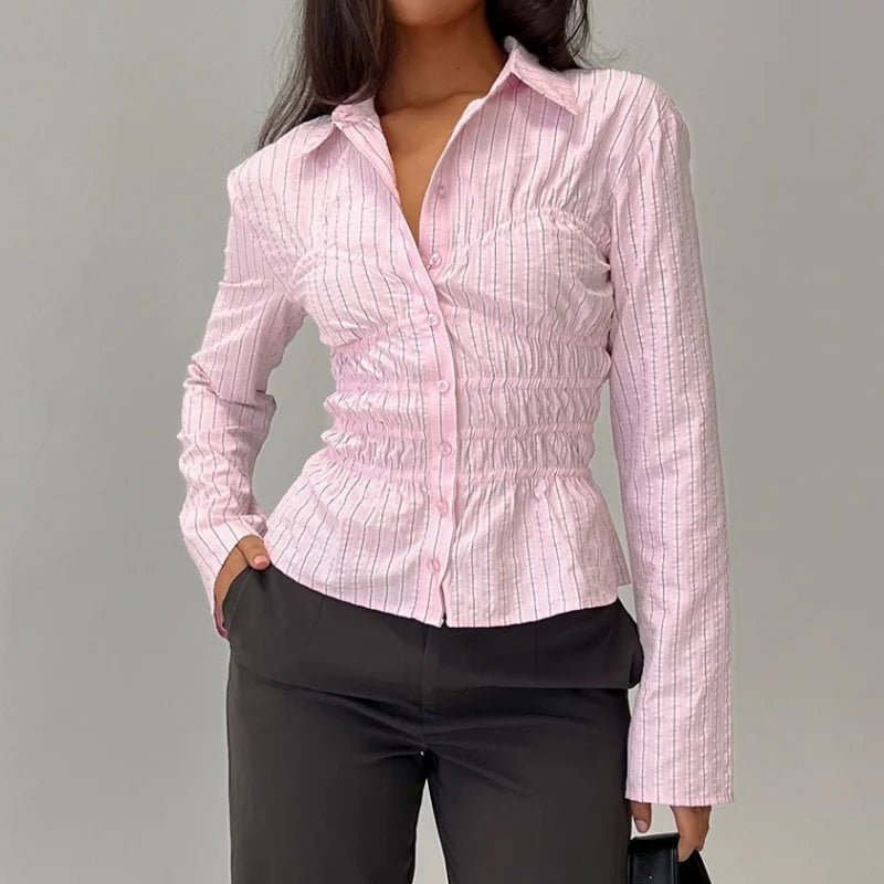 Susan Bluse mit gerafften langen Ärmeln