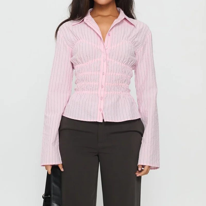 Susan Bluse mit gerafften langen Ärmeln
