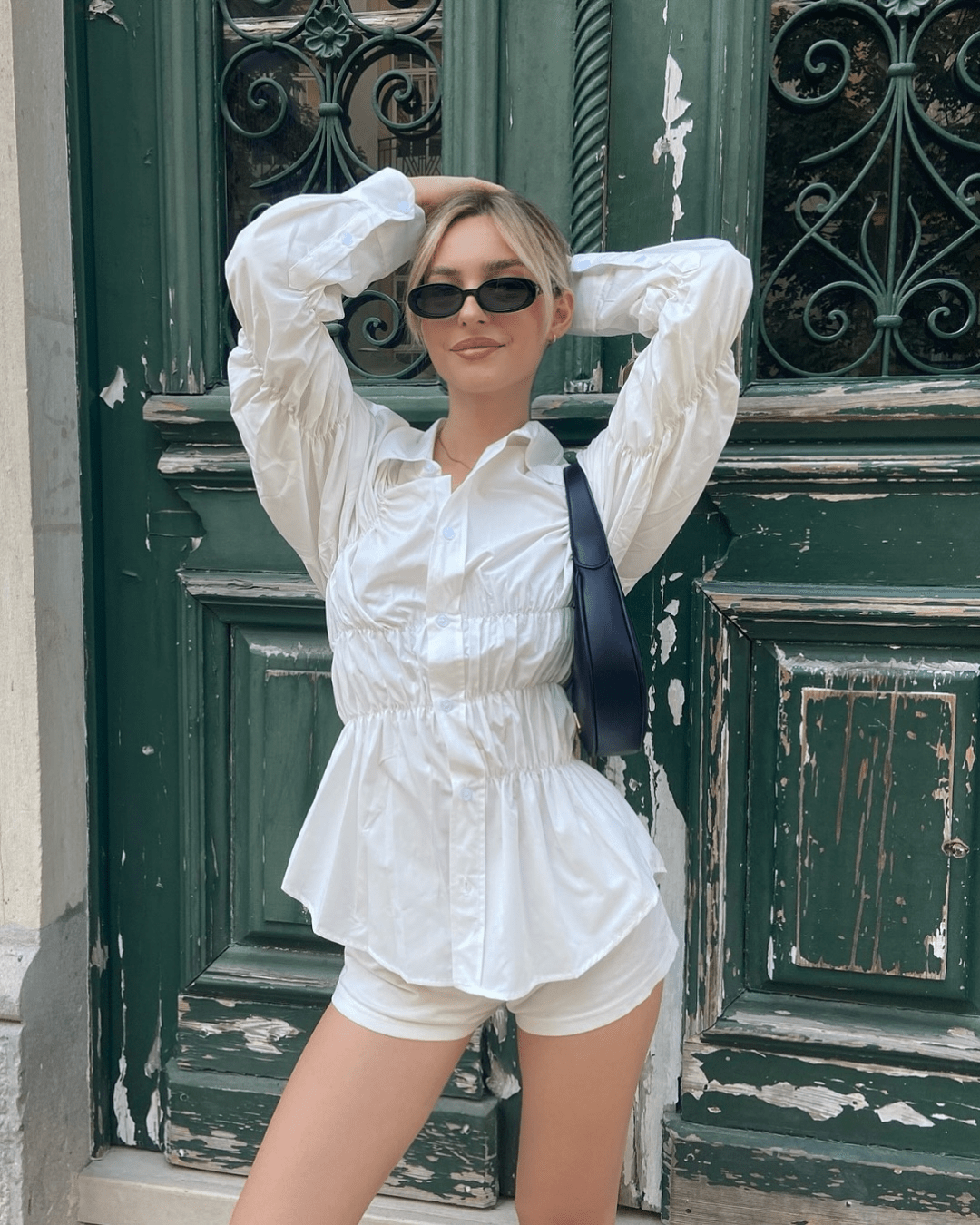 Suzette Gerafftes Langarmshirt