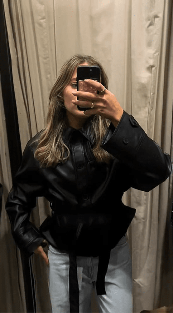 Tabitha Kunstlederjacke mit Gürtel