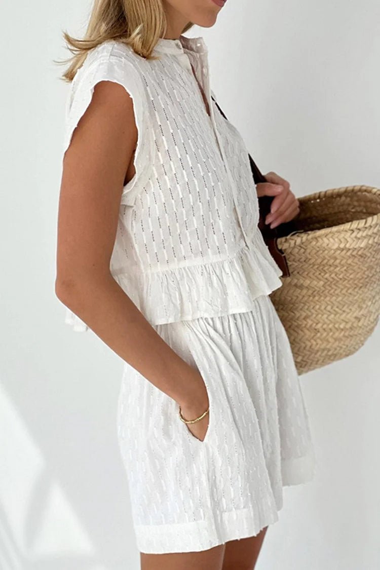 Tanya Shorts-Set mit Rüschen und kurzen Ärmeln