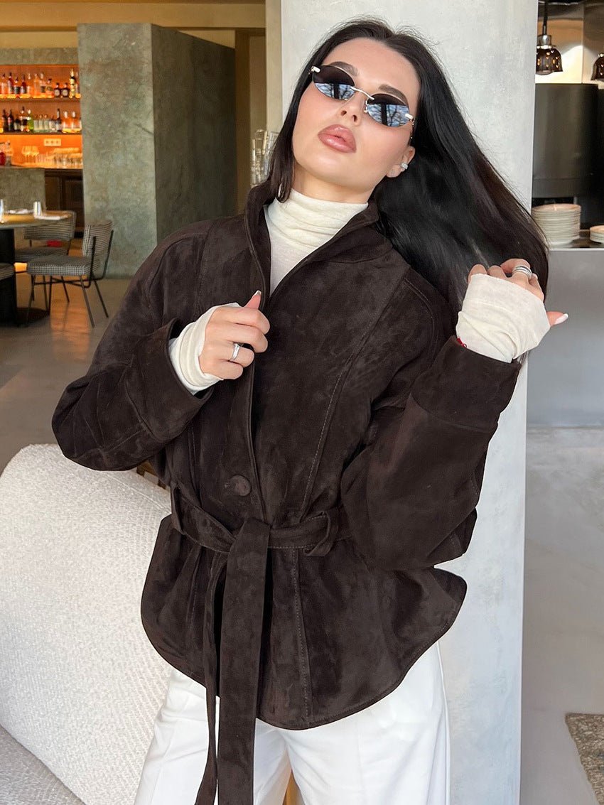 Teresa Belted Suede Trench Coat