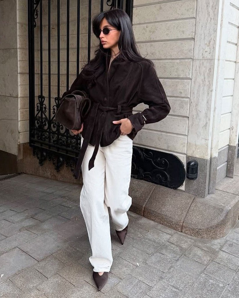 Teresa Belted Suede Trench Coat