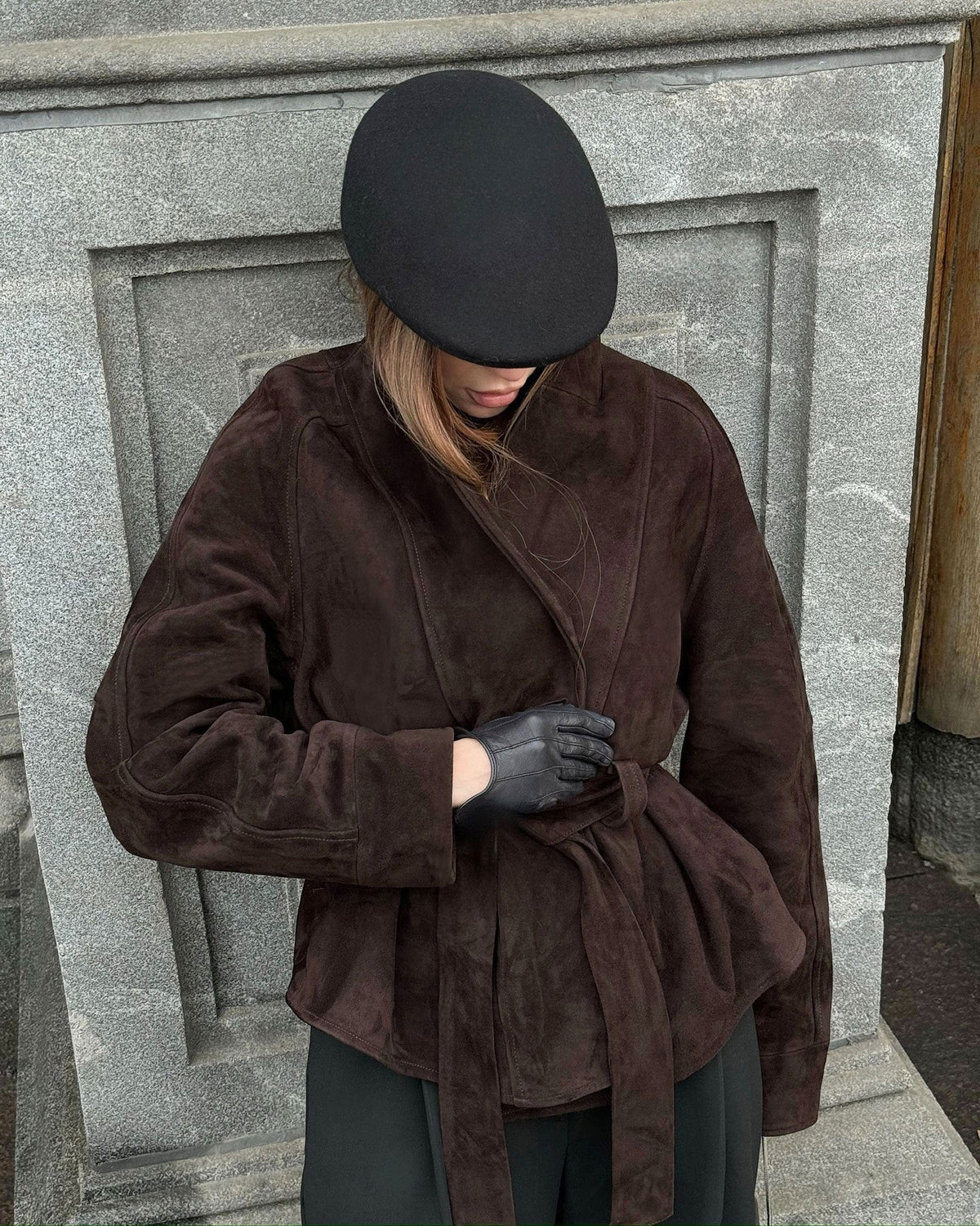 Teresa Belted Suede Trench Coat