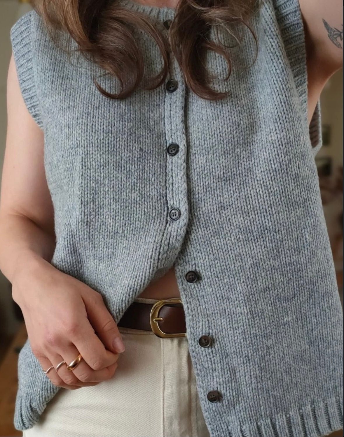 Tori Button Front Knitted Vest Cardigan