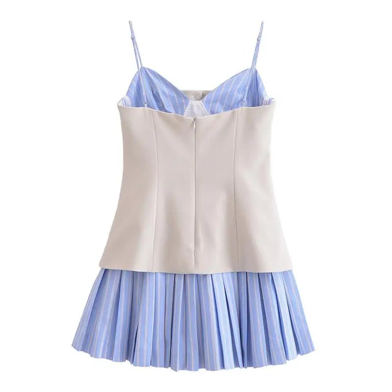 Trina Gestreiftes plissiertes Korsett-Minikleid