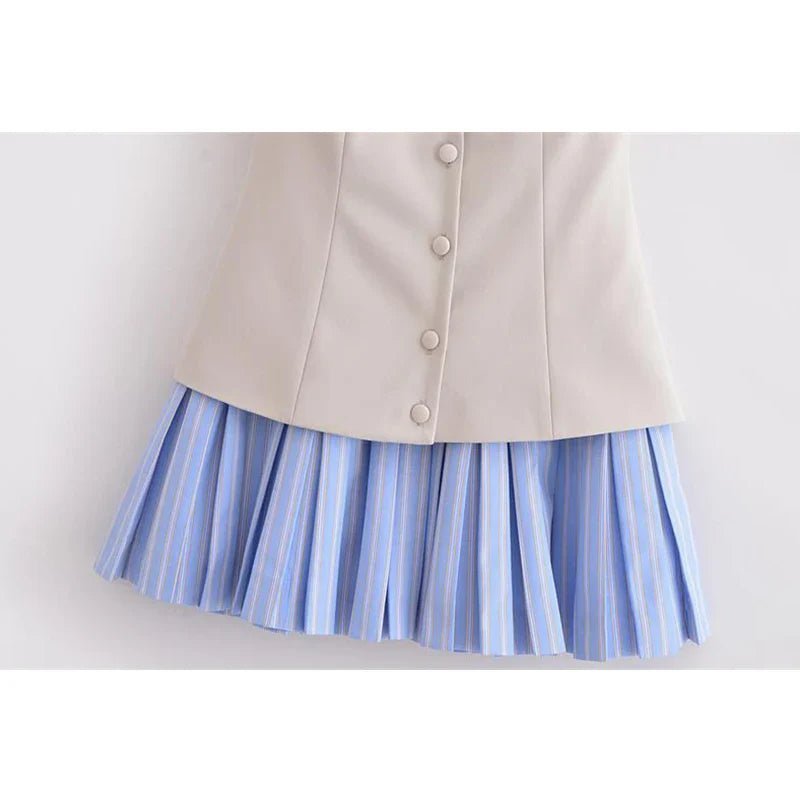 Trina Gestreiftes plissiertes Korsett-Minikleid