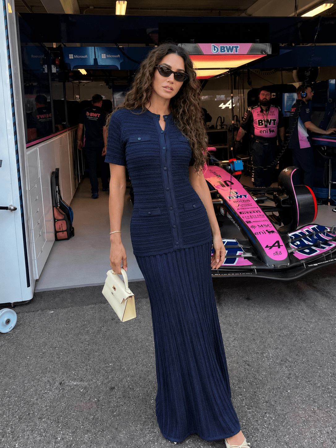 Ulrike geripptes Strick-Maxikleid