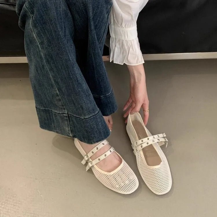 Valerie Ballerinas aus Mesh mit Schnalle