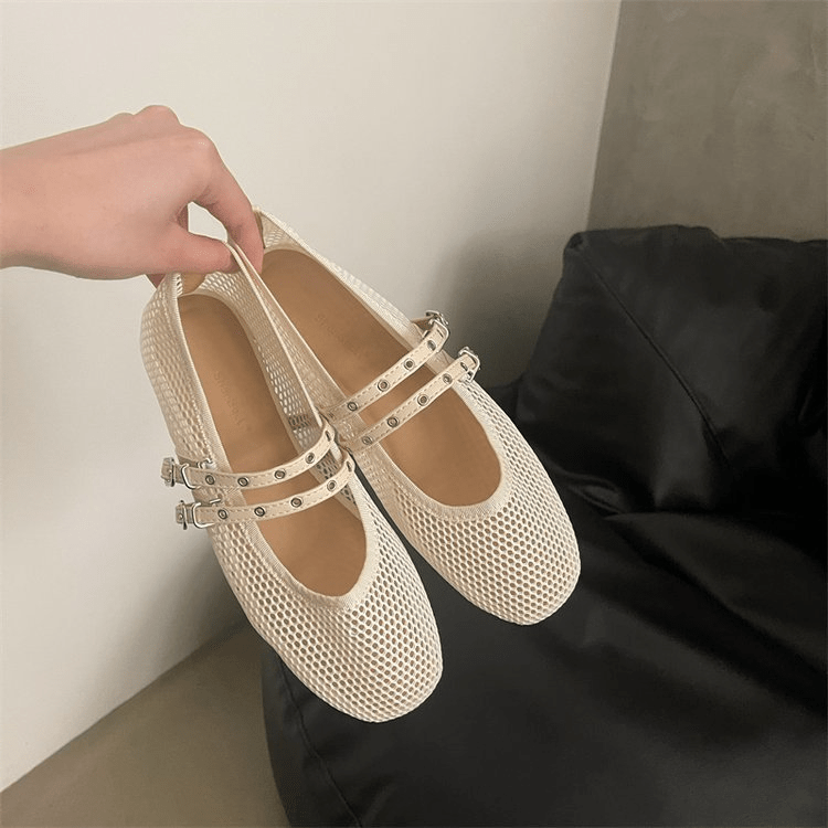 Valerie Ballerinas aus Mesh mit Schnalle