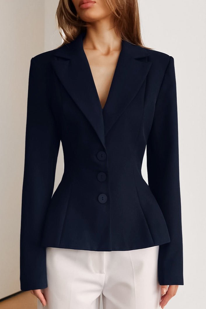 Valerie taillierter Blazer mit V-Ausschnitt und Schulterpolstern