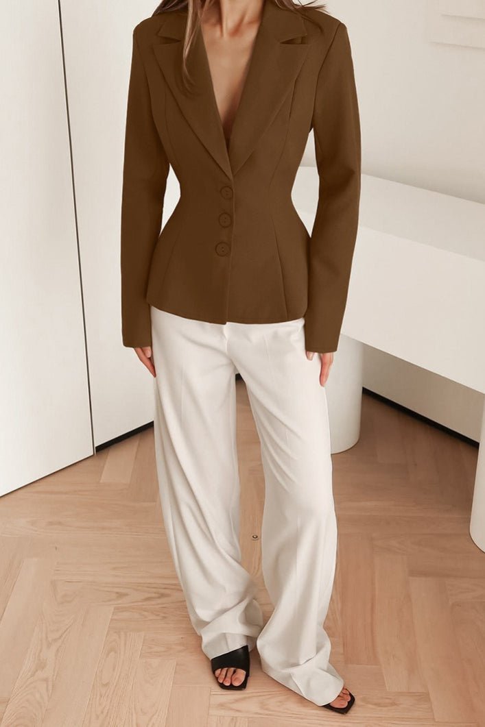 Valerie taillierter Blazer mit V-Ausschnitt und Schulterpolstern