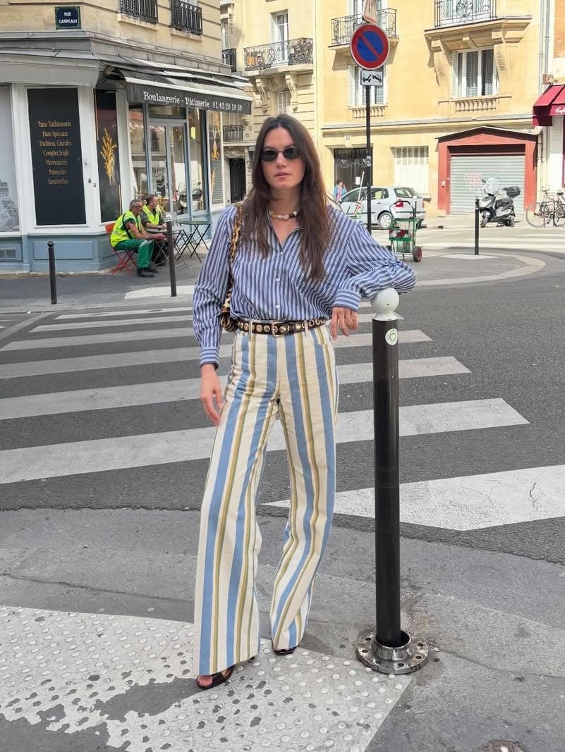 Valerie gestreifte Hose mit niedriger Leibhöhe